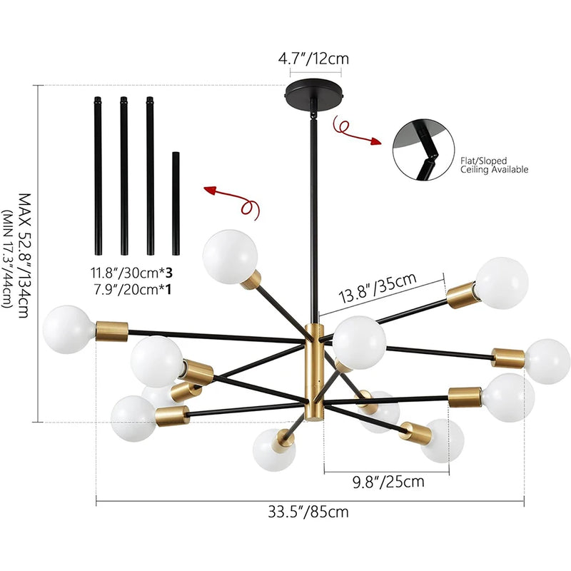 Nøordka Light Ceiling Light Fixtures Modern Energy Saving Black &amp; Gold Branch Flush Mount Ceiling Light