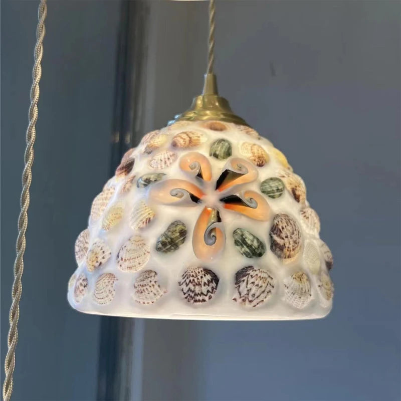 Nøordka Light Ceiling Light Fixtures Pastoral French Design Retro Stained Glass Pendant Light Fixture