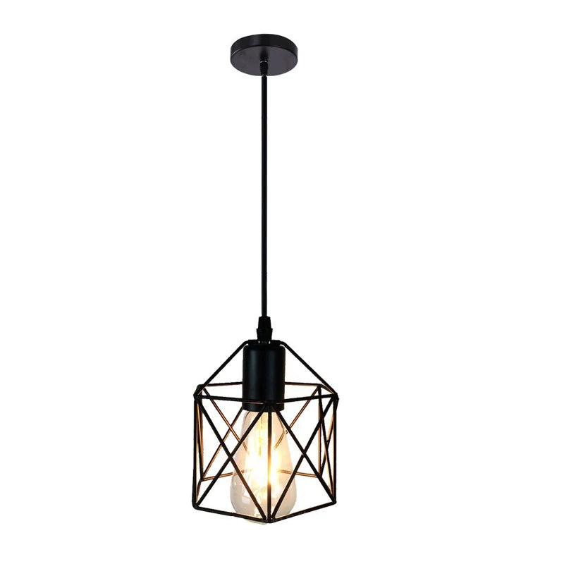 Nøordka Light Ceiling Light Fixtures Pendant Retro Caged Iron Flush-Mount Ceiling Light