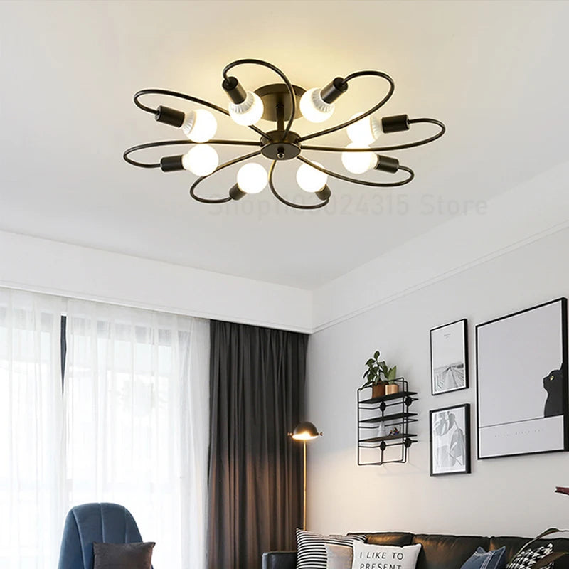 Nøordka Light Ceiling Light Fixtures Retro Industrial Wrought Iron Ceiling Light Fixture