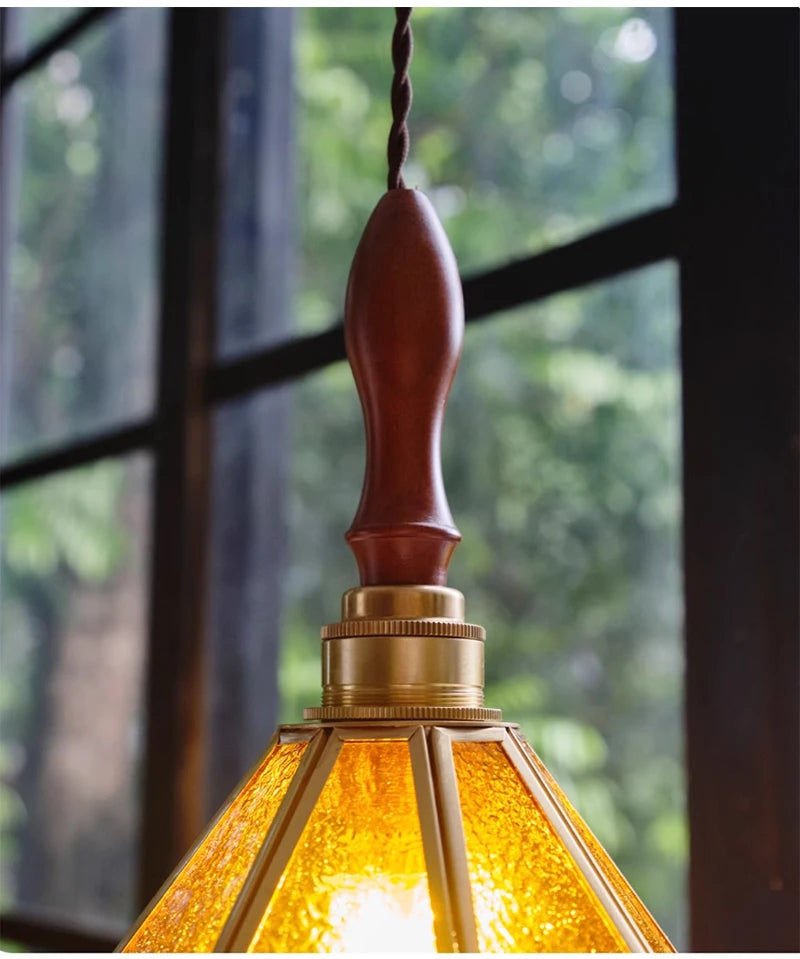 Nøordka Light Ceiling Light Fixtures Retro Tiffany Glass Copper Pendant Light Fixture