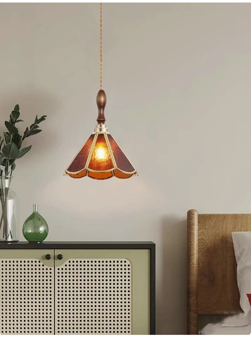 Nøordka Light Ceiling Light Fixtures Retro Tiffany Glass Copper Pendant Light Fixture