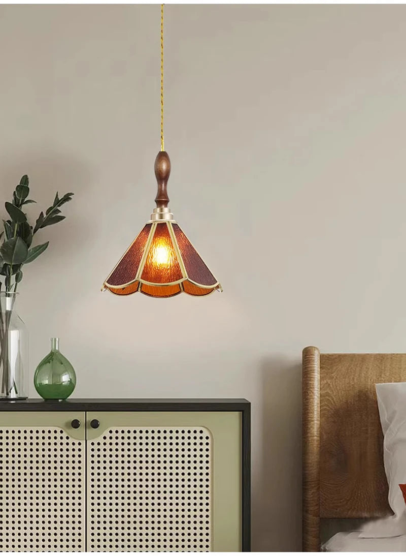Nøordka Light Ceiling Light Fixtures Retro Tiffany Glass Copper Pendant Light Fixture