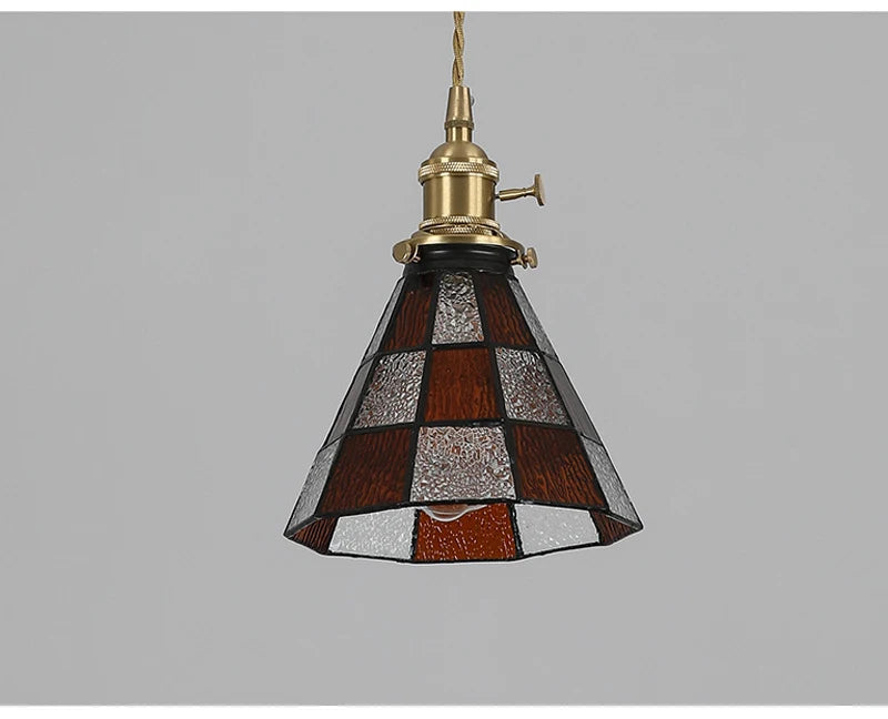 Nøordka Light Ceiling Light Fixtures Retro Tiffany Glass Copper Pendant Light Fixture