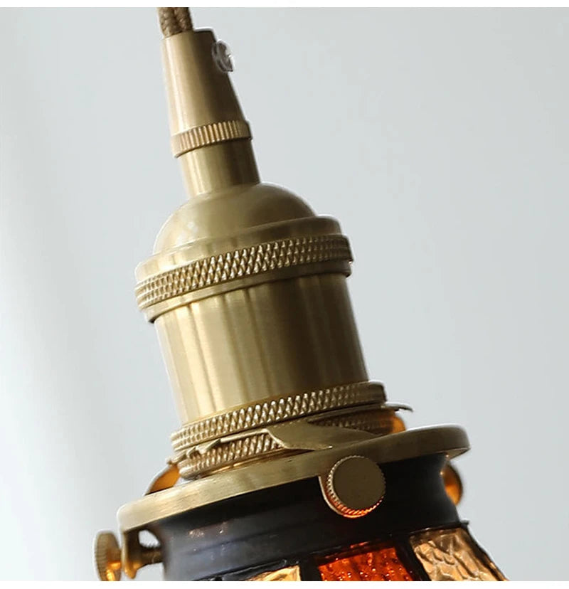 Nøordka Light Ceiling Light Fixtures Retro Tiffany Glass Copper Pendant Light Fixture