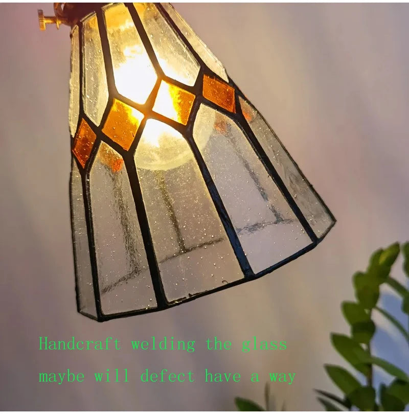 Nøordka Light Ceiling Light Fixtures Retro Tiffany Glass Copper Pendant Light Fixture