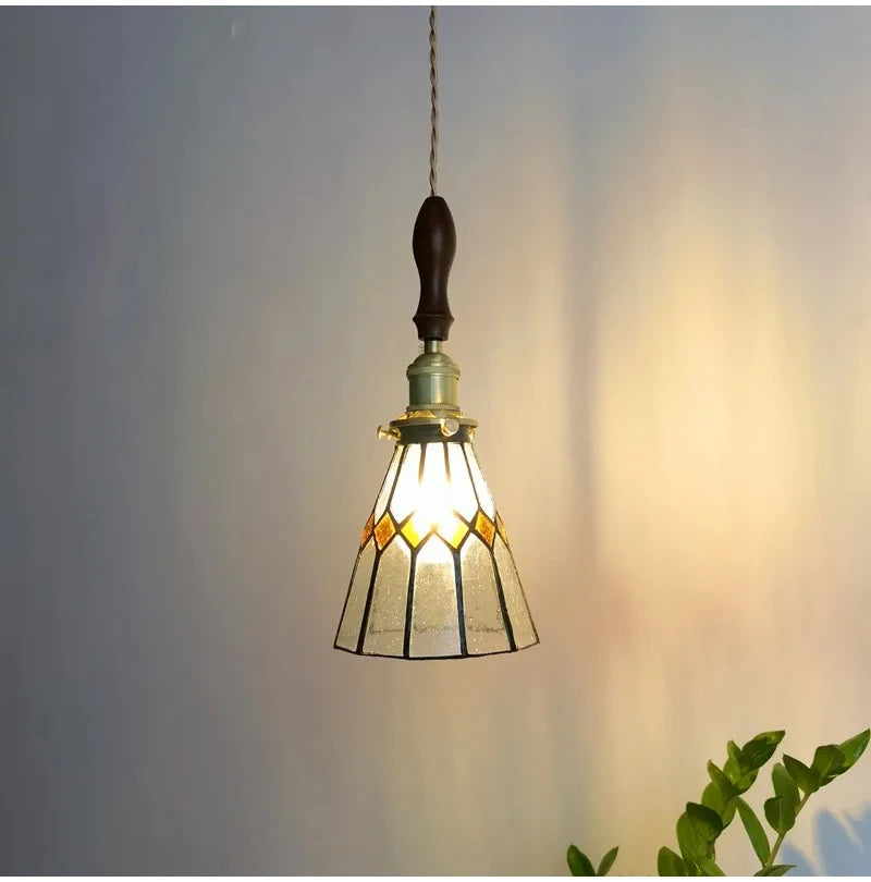 Nøordka Light Ceiling Light Fixtures Retro Tiffany Glass Copper Pendant Light Fixture