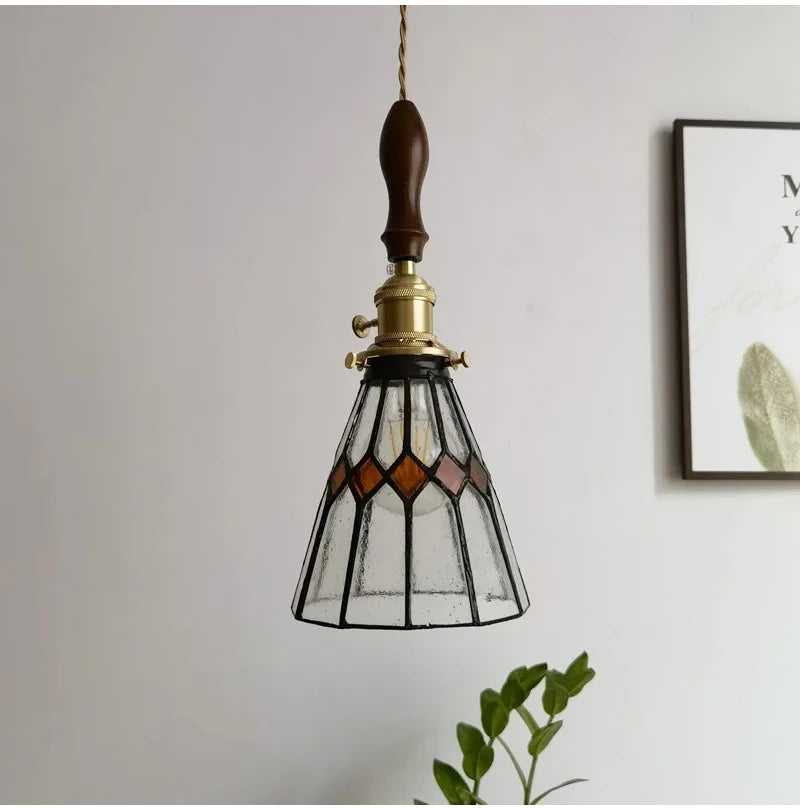 Nøordka Light Ceiling Light Fixtures Retro Tiffany Glass Copper Pendant Light Fixture
