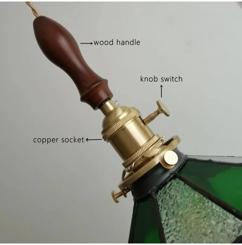 Nøordka Light Ceiling Light Fixtures Retro Tiffany Glass Copper Pendant Light Fixture