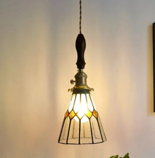 Nøordka Light Ceiling Light Fixtures Retro Tiffany Glass Copper Pendant Light Fixture