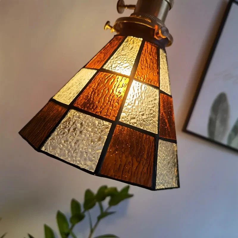 Nøordka Light Ceiling Light Fixtures Retro Tiffany Glass Copper Pendant Light Fixture
