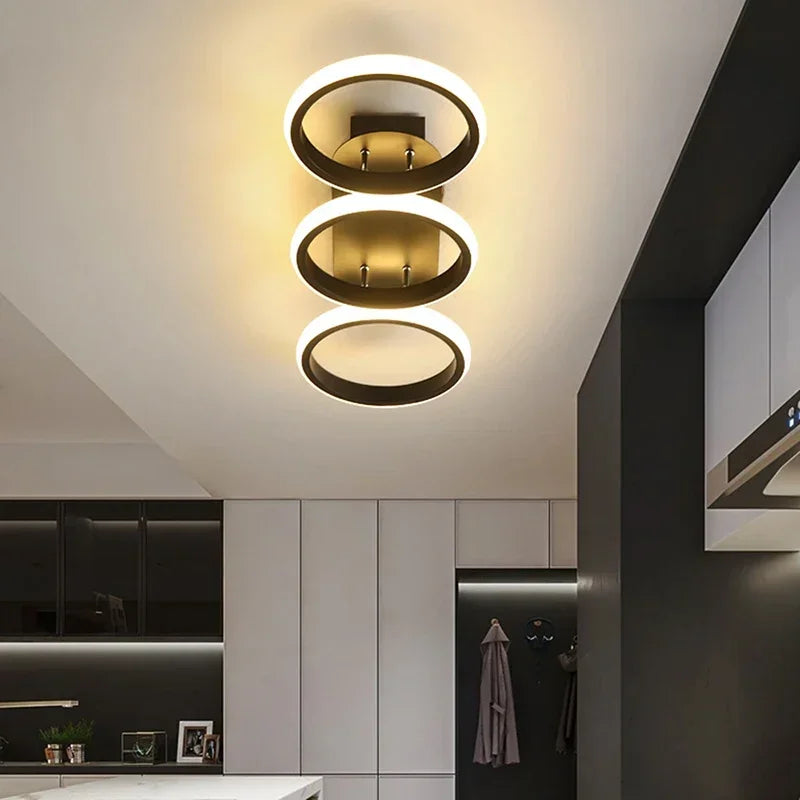 Nøordka Light Ceiling Light Fixtures Round - 3 Head / Cool Light Minimalist Black Square Interior Ceiling Light in Black
