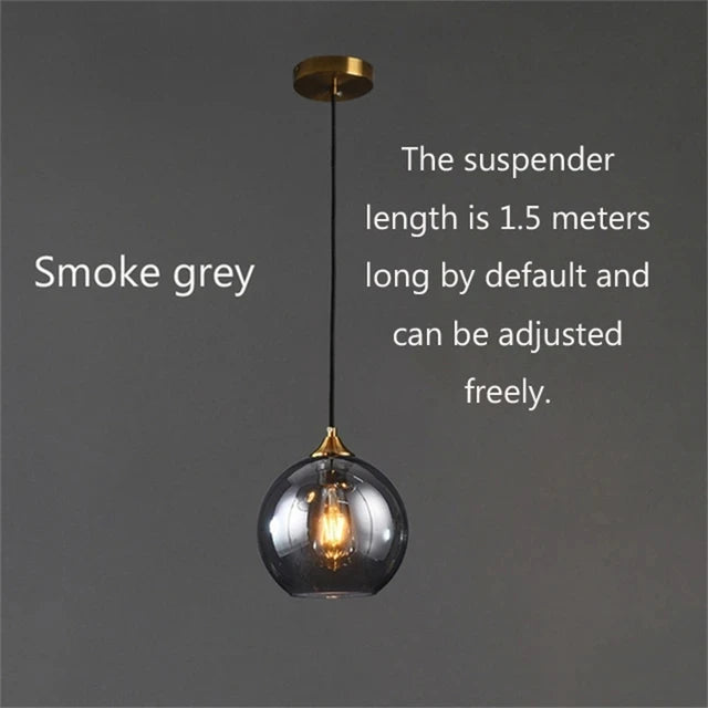 Nøordka Light Ceiling Light Fixtures Smoke gray / 6" Mid Century Modern Glass Ball Pendant Light Fixture