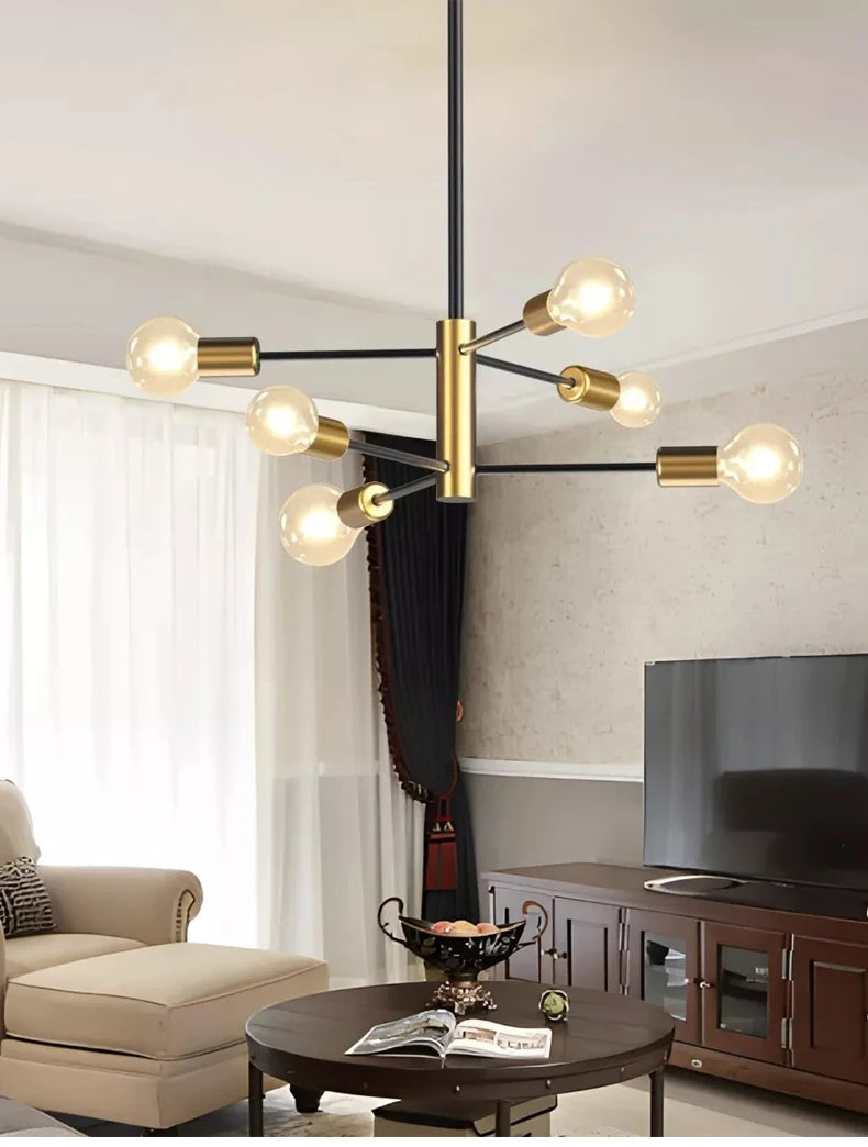 Nøordka Light Ceiling Light Fixtures Sputnik Black Chandelier Flush Mount Ceiling Light Fixture