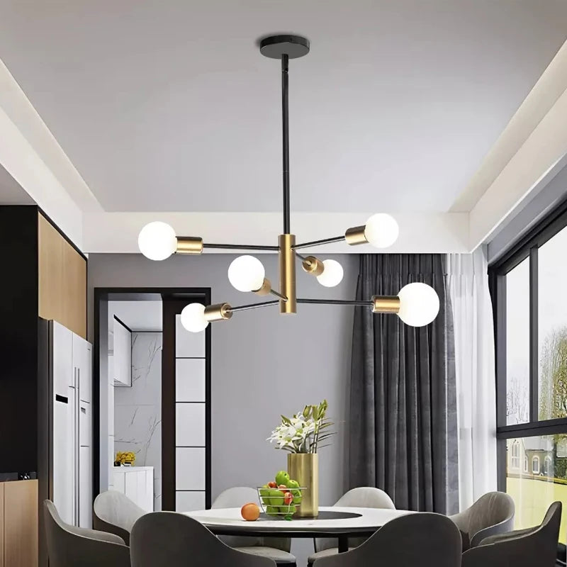 Nøordka Light Ceiling Light Fixtures Sputnik Black Chandelier Flush Mount Ceiling Light Fixture