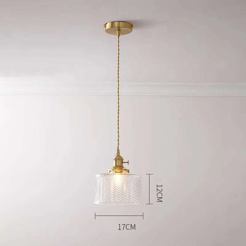 Nøordka Light Ceiling Light Fixtures Transparent Waved Retro Patterned Glass Pendant Light Fixture