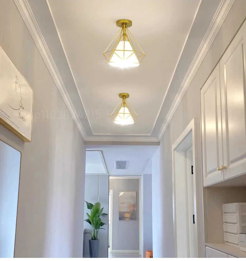 Nøordka Light Ceiling Light Fixtures Vintage Iron Caged Flush-Mount Ceiling Light for Bedroom Decor