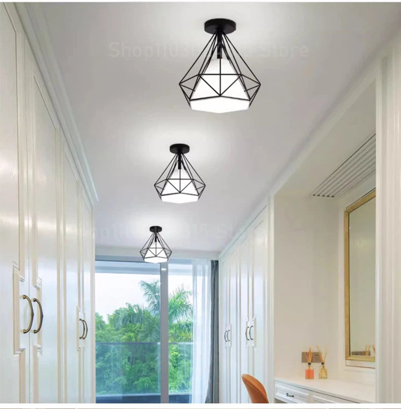 Nøordka Light Ceiling Light Fixtures Vintage Iron Caged Flush-Mount Ceiling Light for Bedroom Decor