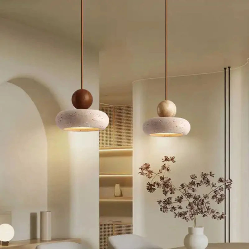Nøordka Light Ceiling Light Fixtures Vintage Pendant Light Fixture with Natural Yellow Agate Stone
