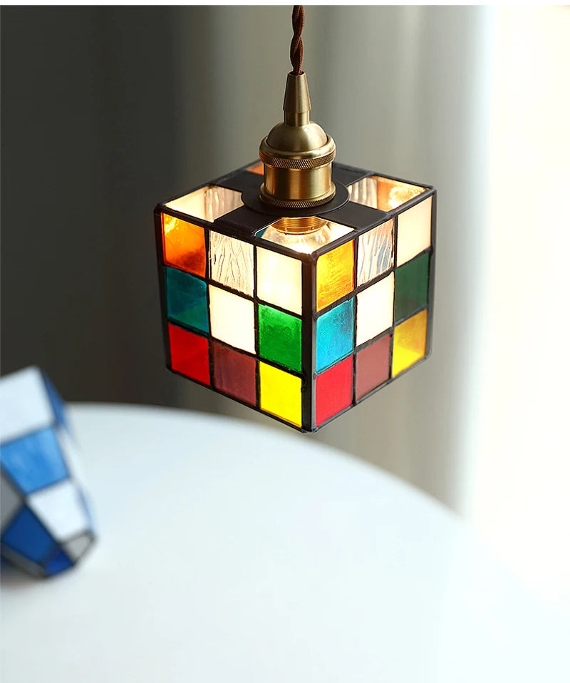 Nøordka Light Ceiling Light Fixtures Vintage Rural Colored Glass Lamp Pendant Light Fixture