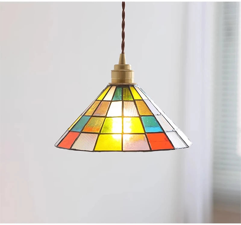 Nøordka Light Ceiling Light Fixtures Vintage Rural Colored Glass Lamp Pendant Light Fixture
