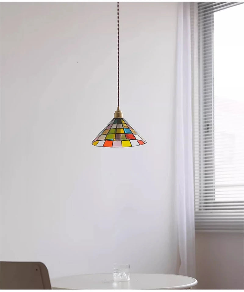 Nøordka Light Ceiling Light Fixtures Vintage Rural Colored Glass Lamp Pendant Light Fixture