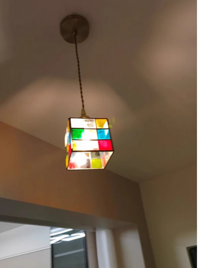 Nøordka Light Ceiling Light Fixtures Vintage Rural Colored Glass Lamp Pendant Light Fixture