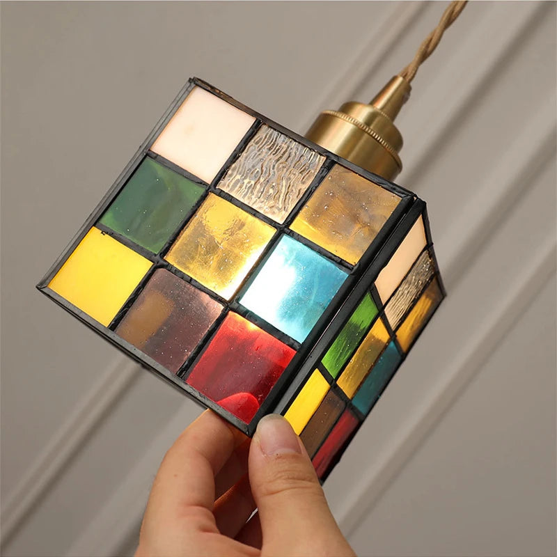 Nøordka Light Ceiling Light Fixtures Vintage Rural Colored Glass Lamp Pendant Light Fixture