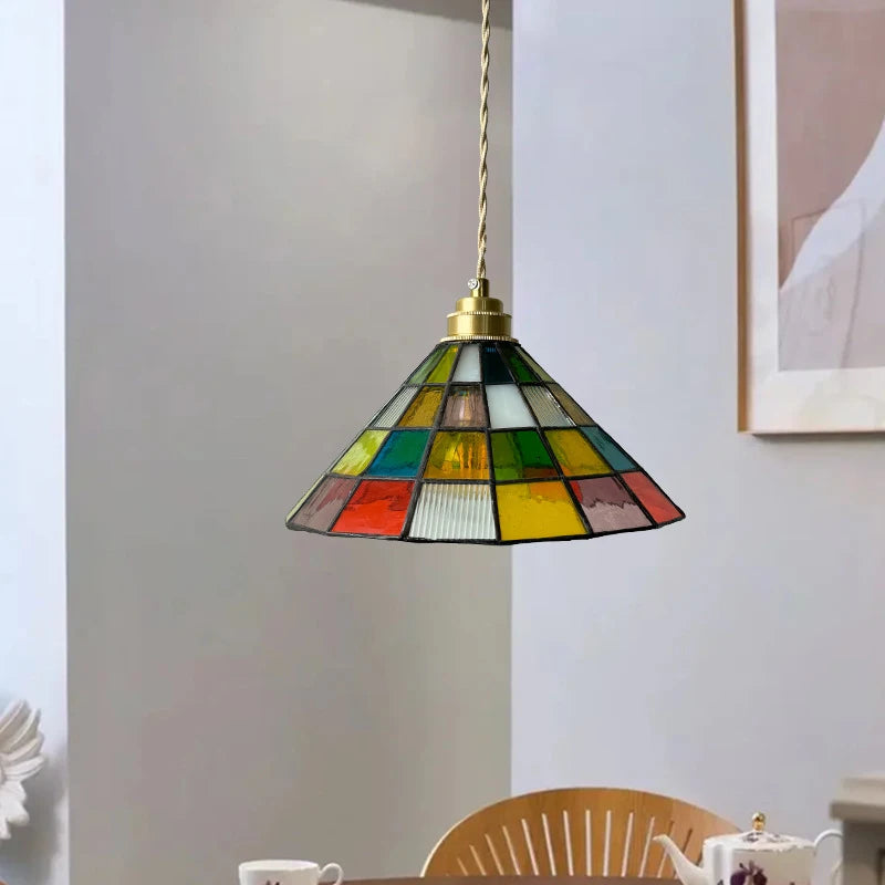 Nøordka Light Ceiling Light Fixtures Vintage Rural Colored Glass Lamp Pendant Light Fixture