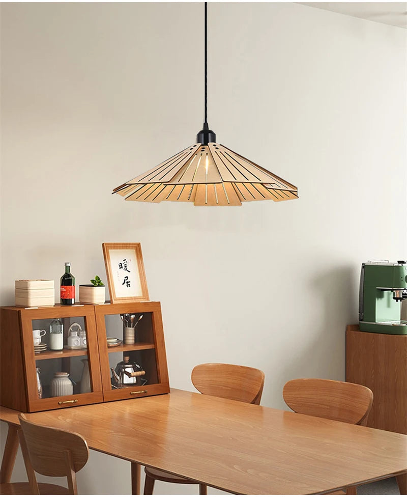 Nøordka Light Ceiling Light Fixtures Wabi-Sabi Style Wood Pendant Light Fixture