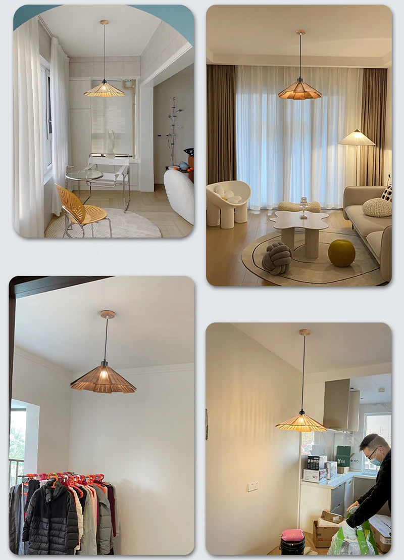 Nøordka Light Ceiling Light Fixtures Wabi-Sabi Style Wood Pendant Light Fixture