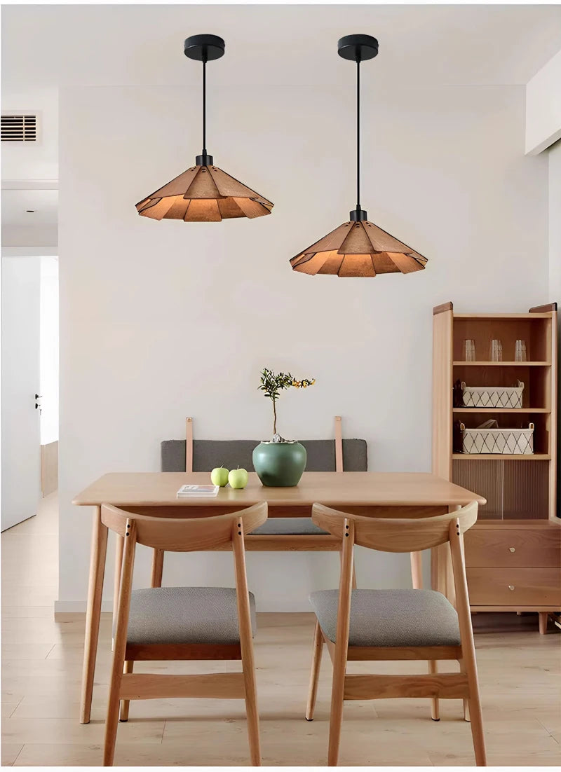 Nøordka Light Ceiling Light Fixtures Wabi-Sabi Style Wood Pendant Light Fixture