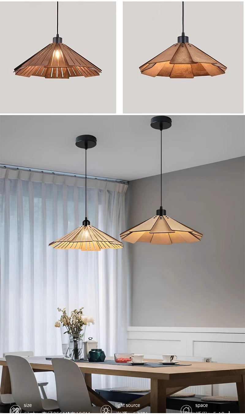 Nøordka Light Ceiling Light Fixtures Wabi-Sabi Style Wood Pendant Light Fixture