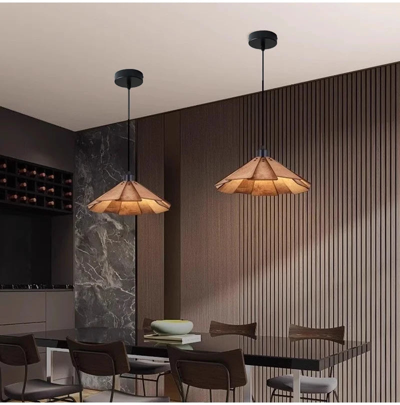 Nøordka Light Ceiling Light Fixtures Wabi-Sabi Style Wood Pendant Light Fixture