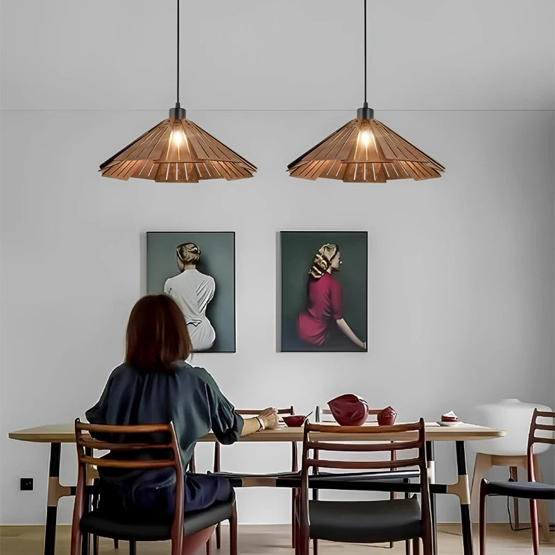 Nøordka Light Ceiling Light Fixtures Wabi-Sabi Style Wood Pendant Light Fixture