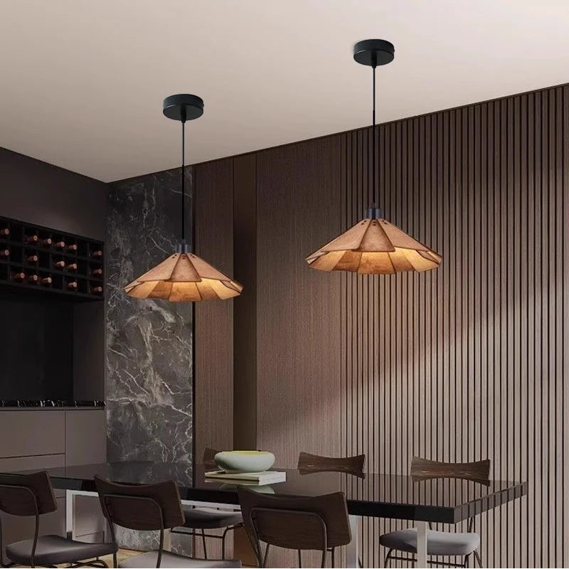 Nøordka Light Ceiling Light Fixtures Wabi-Sabi Style Wood Pendant Light Fixture