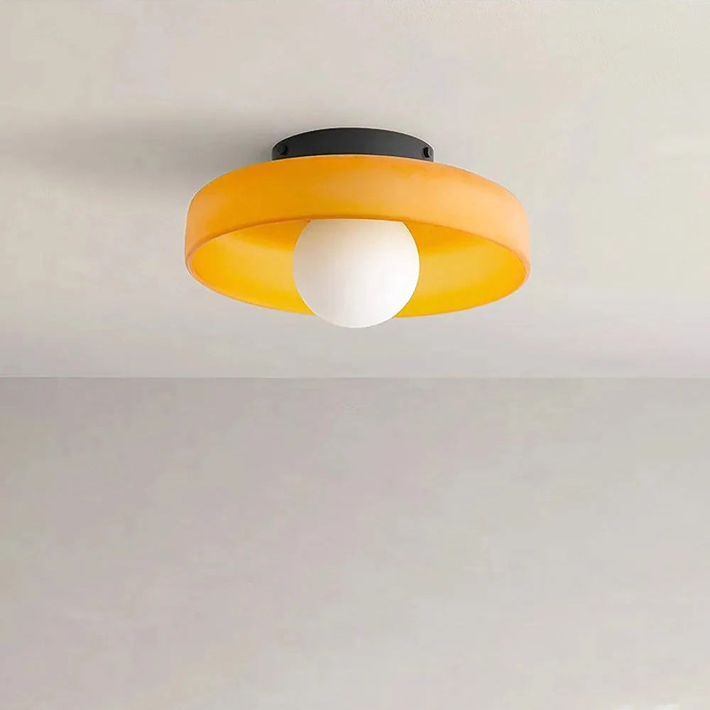 Nøordka Light Ceiling Light Fixtures Yellow / Warm White Mid Century Modern Glass Dome Flush Mount Ceiling Light