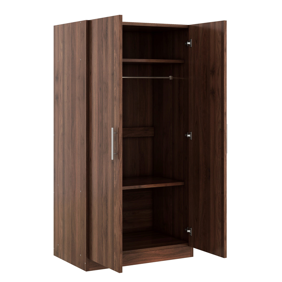Nøordka Light Dresser Default 2-Door Wooden Wardrobe Armoire with 3 Storage Shelves In Brown