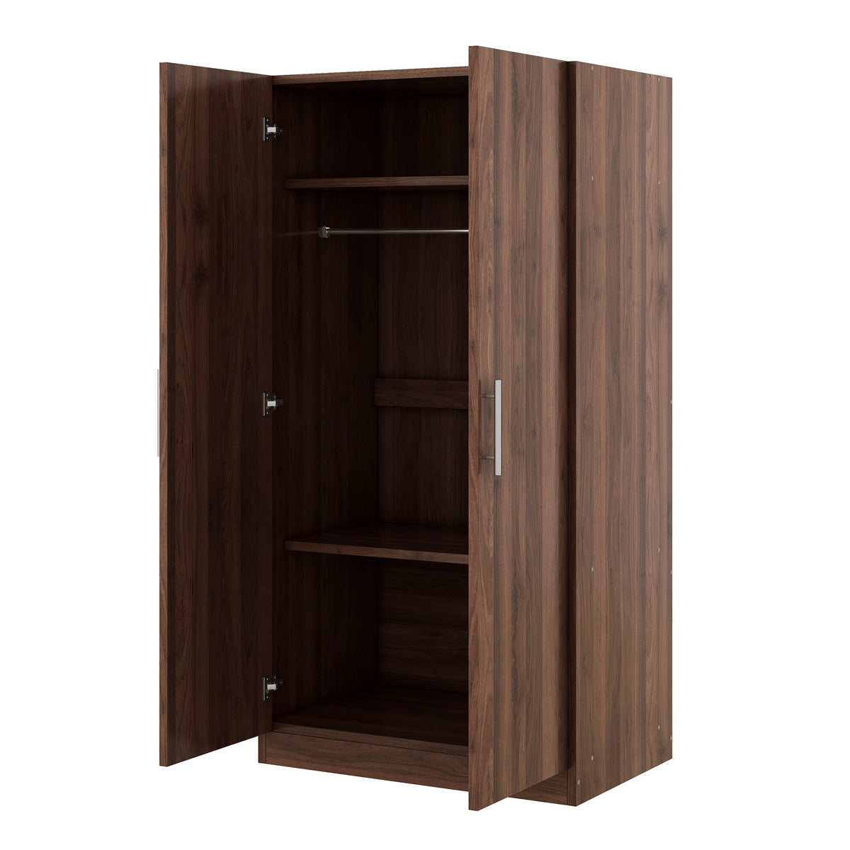 Nøordka Light Dresser Default 2-Door Wooden Wardrobe Armoire with 3 Storage Shelves In Brown
