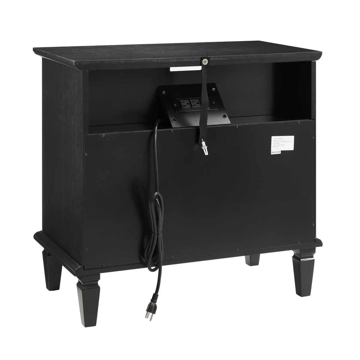 Nøordka Light Dresser Default 30" Black Open Space 2 Drawers Dresser Nightstand with Charging