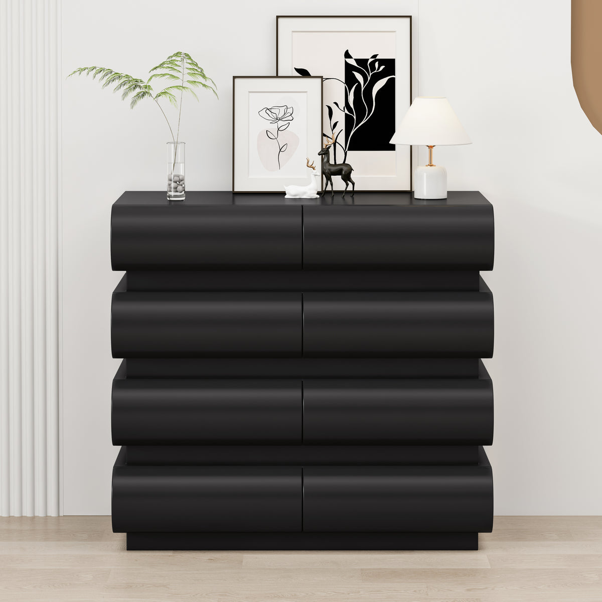 Nøordka Light Dresser Default 32" Black Handle Free Modern 8 Drawer Dresser