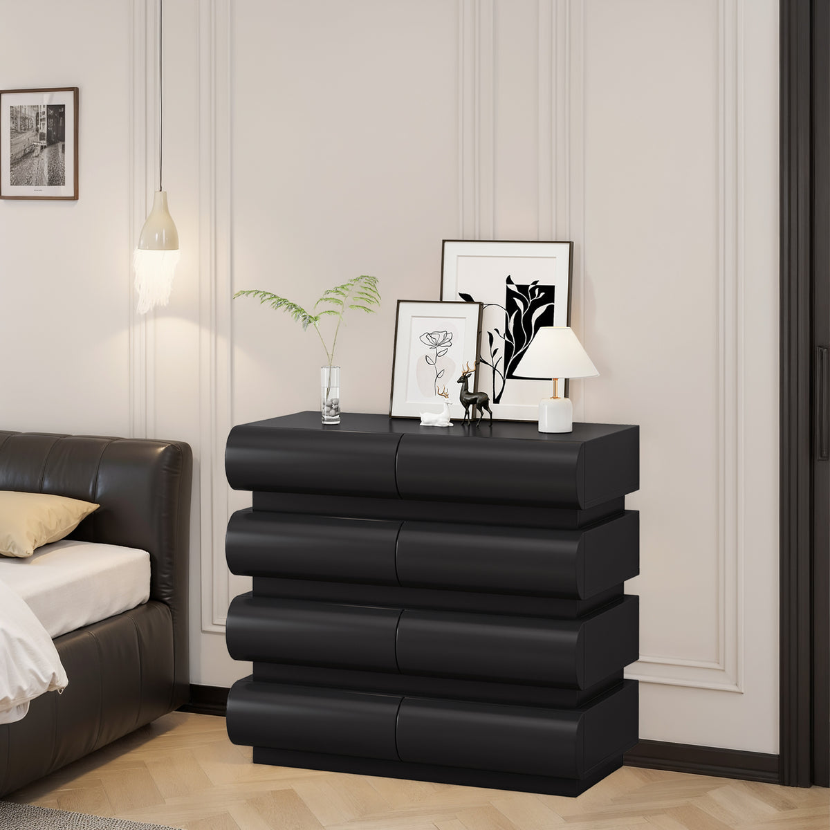 Nøordka Light Dresser Default 32" Black Handle Free Modern 8 Drawer Dresser
