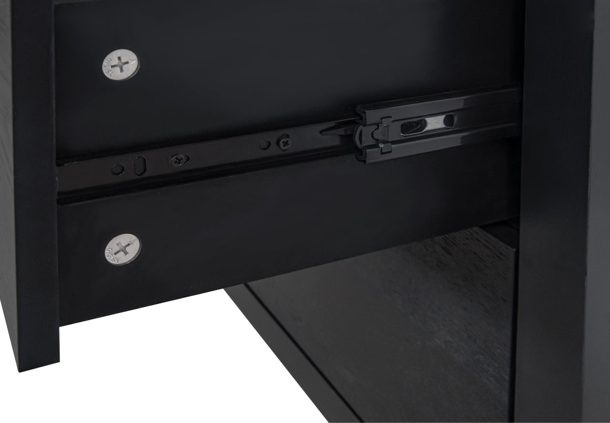 Nøordka Light Dresser Default 32" Black Hollow-Carved 3 Drawer Cabinet &amp; Dresser with Metal Handling