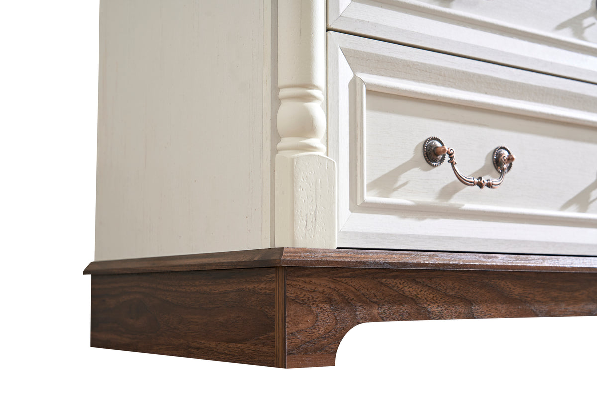 Nøordka Light Dresser Default 32" Walnut Farmhouse Style 5 Drawer Wooden Dresser Chest