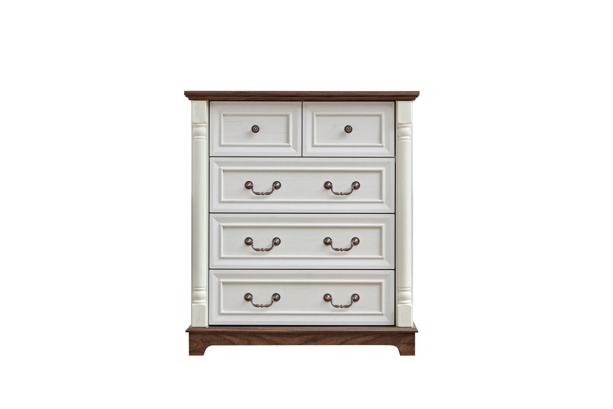 Nøordka Light Dresser Default 32" Walnut Farmhouse Style 5 Drawer Wooden Dresser Chest