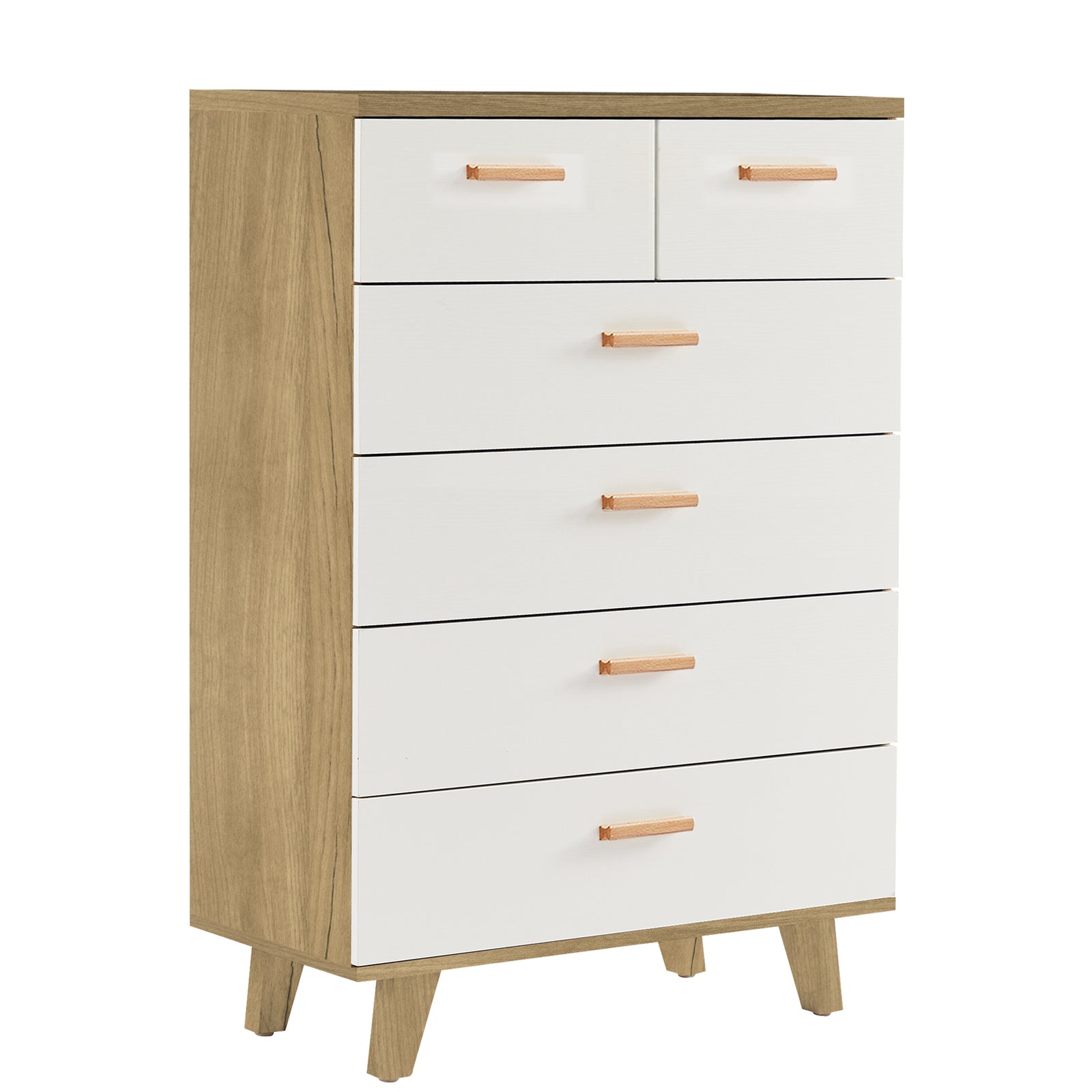 Nøordka Light Dresser Default 32" White Brown Drawer Dresser Buffet Cabinet & Sideboard