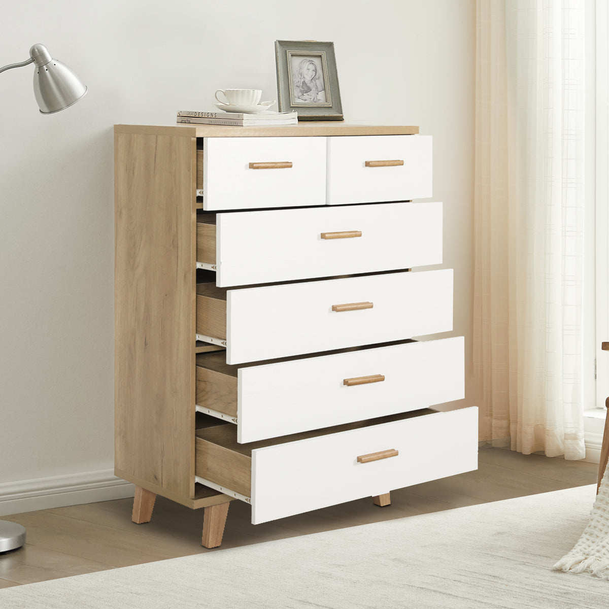 Nøordka Light Dresser Default 32" White Brown Drawer Dresser Buffet Cabinet &amp; Sideboard