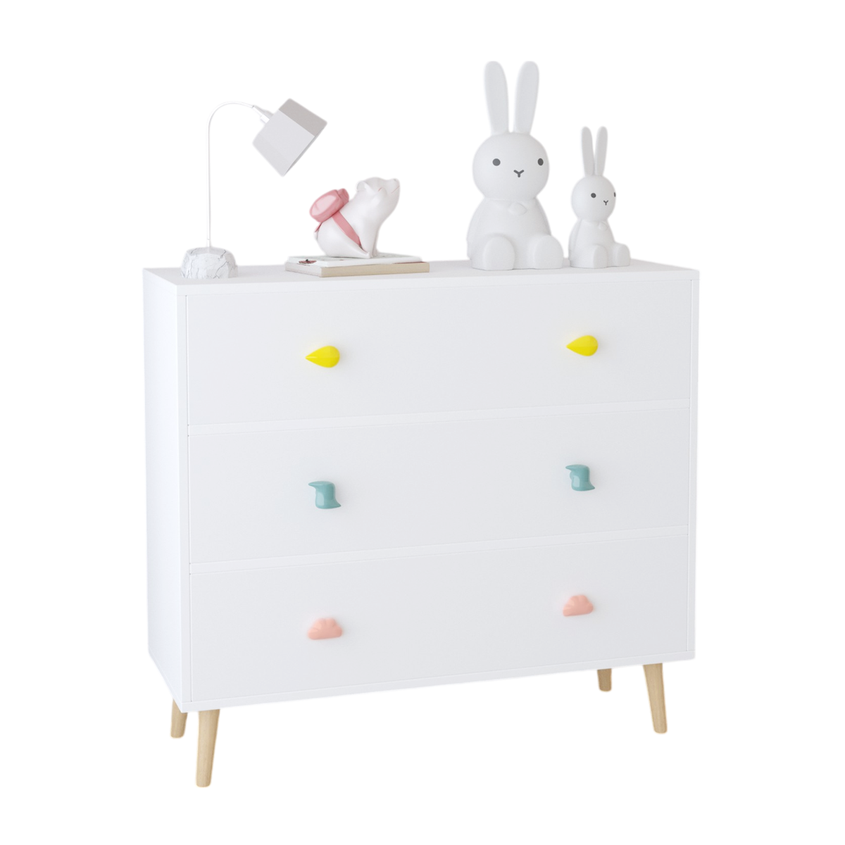 Nøordka Light Dresser Default 32" White Kids 3 Drawer Dresser &amp; Nightstand