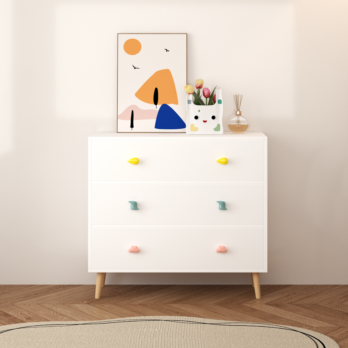 Nøordka Light Dresser Default 32" White Kids 3 Drawer Dresser &amp; Nightstand