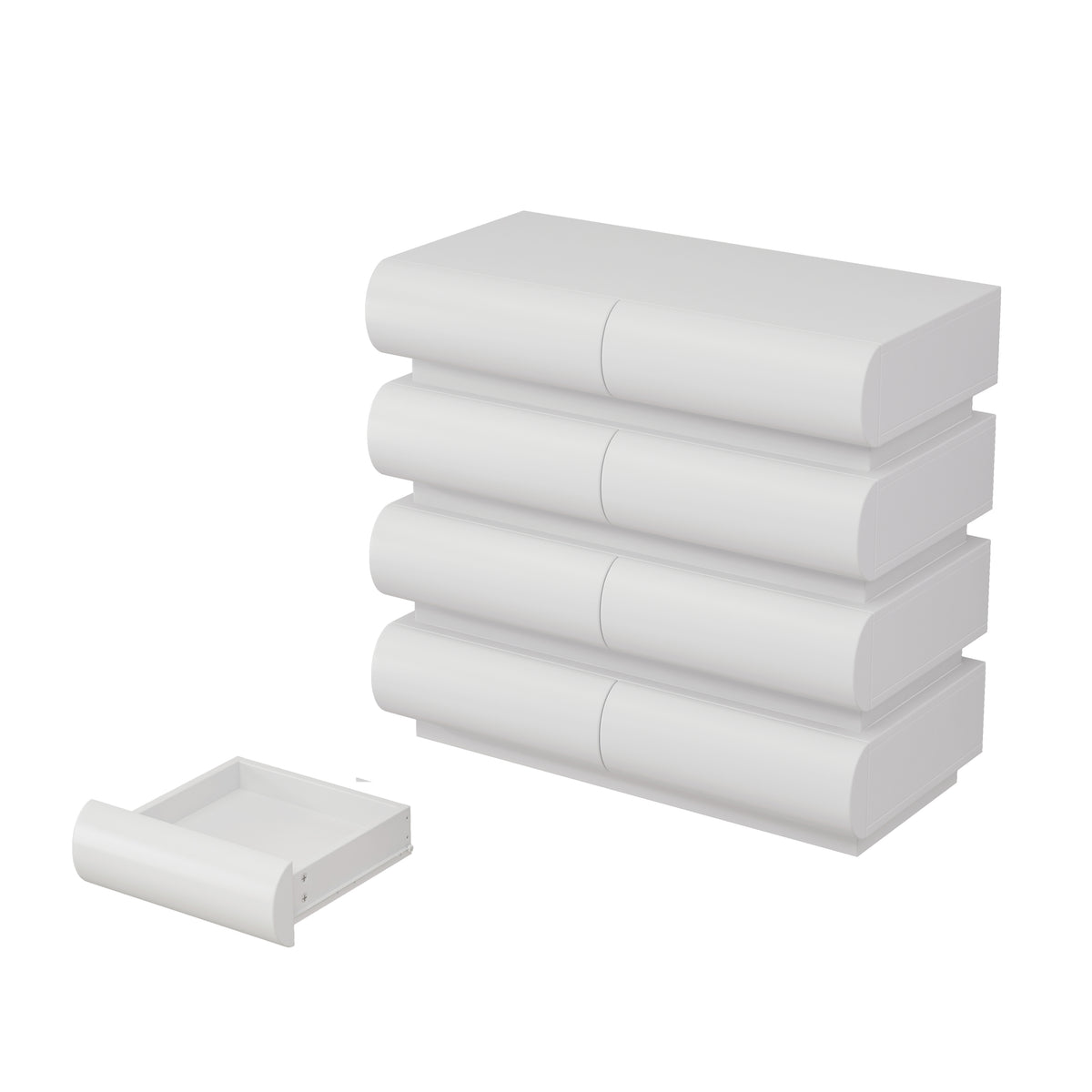 Nøordka Light Dresser Default 32" White Mid Century Modern 8 Drawer Dresser